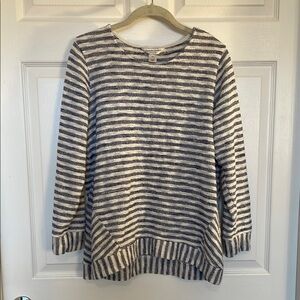 Christopher & Banks Large Petite Striped Blue White Women's Sweater Cotton Poly